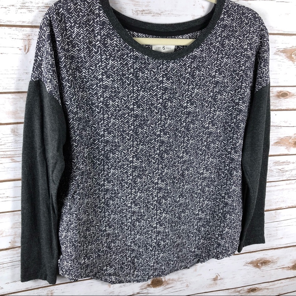Lou & Grey gray white abstract long sleeve top - Picture 2 of 8